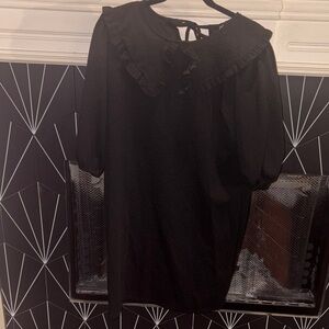 Zara Black Long Sleeve Dress with Ruffle Detail